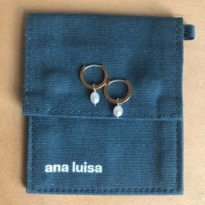 Ana Luisa Frida Gold Huggie Hoop Earrings with Natural Freshwater Pearls